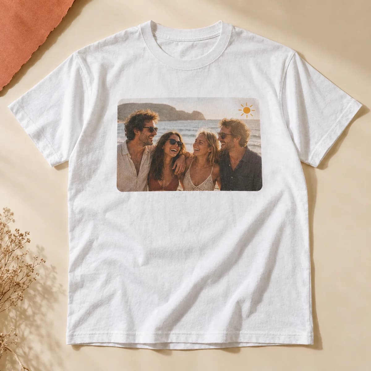 White t-shirt with a printed photo